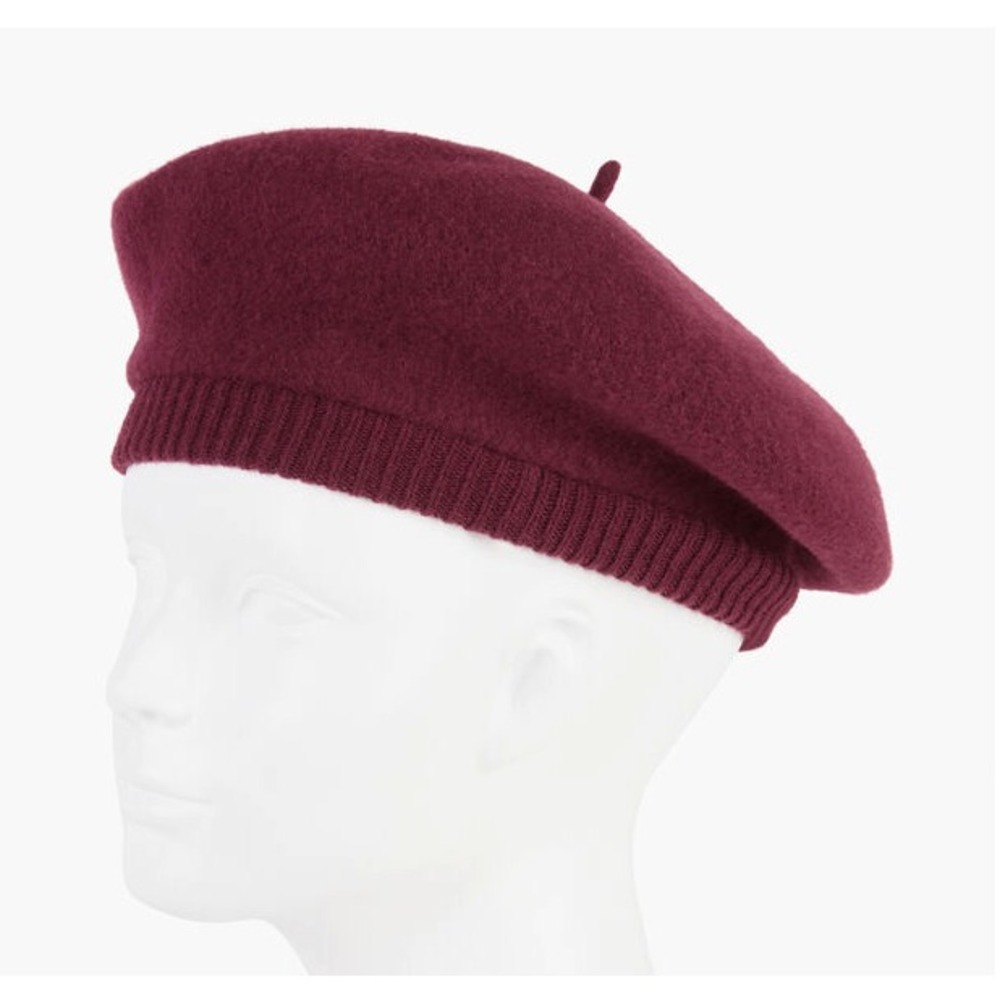 NWT Talbots Wool Beret Knit Hat One Size Bordeaux Burgundy Classic Chic